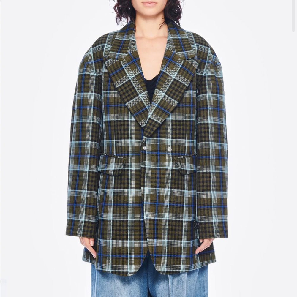TIBI Spencer Plaid Sculpted Blazer • 10